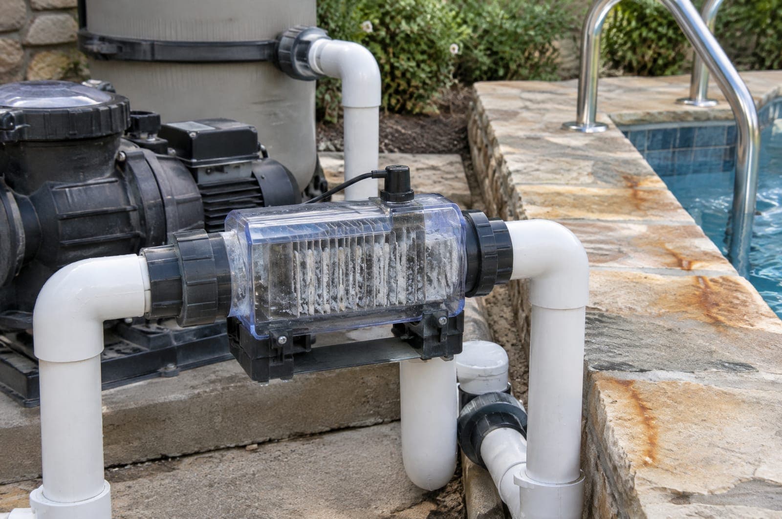 Salt water pools and chlorinators: how they work, common faults and effects on stone and metal