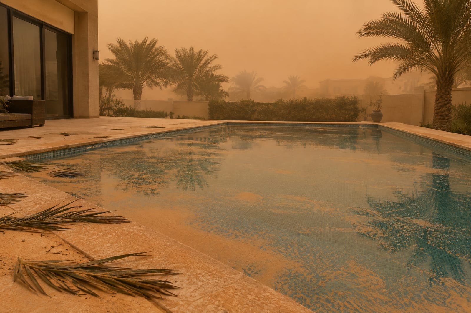 Sandstorms, dust and summer heat: what they do to pool water, filters and equipment