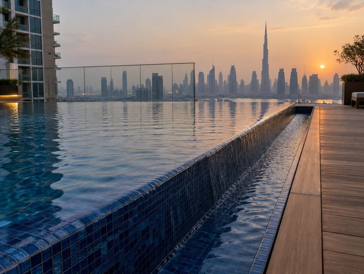After: Tracing a leak in a rooftop overflow pool